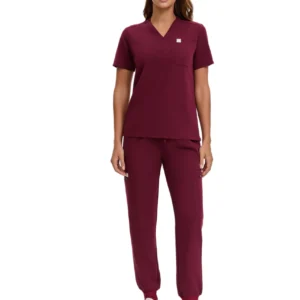 Enwinz Elora Women’s Jogger Scrub Pants - Wine Red - Image 3