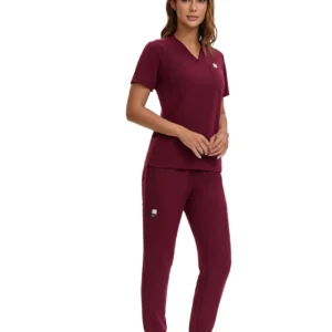 Enwinz Elora Women’s Jogger Scrub Pants - Wine Red - Image 4