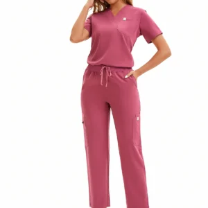 Enwinz Elena Women’s Scrub Pants - Coral Pink - Image 3