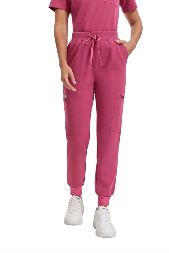 Enwinz Elora Women’s  Jogger Scrub Pants - Coral Pink