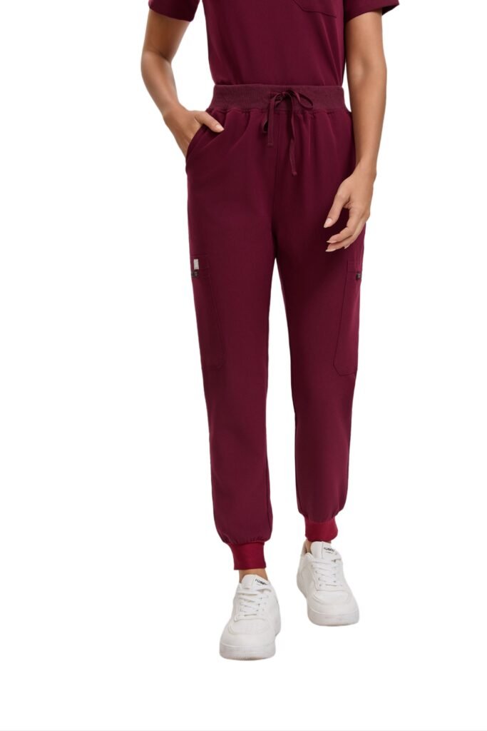 Enwinz Elora Women’s  Jogger Scrub Pants - Wine Red